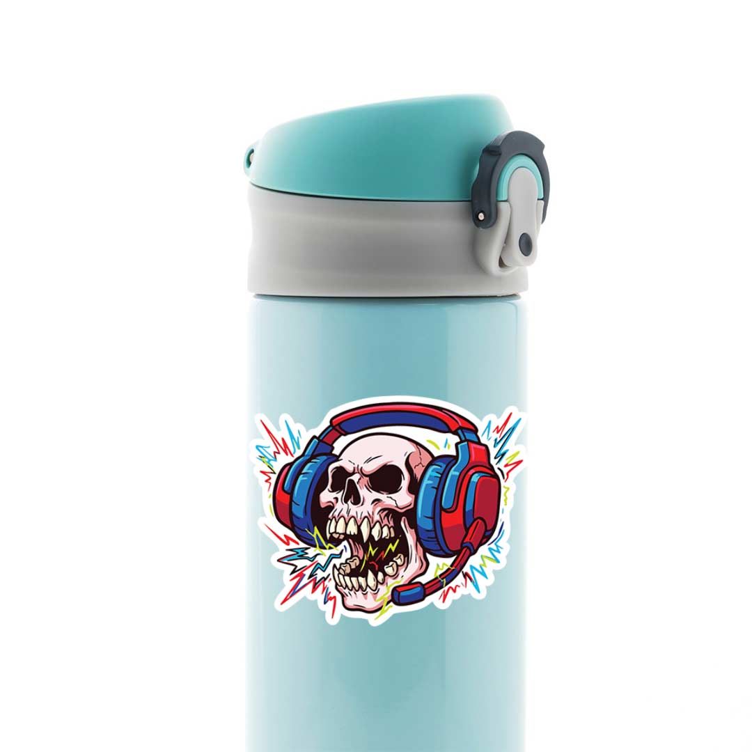 Blasting Music Skull Witty Stickers