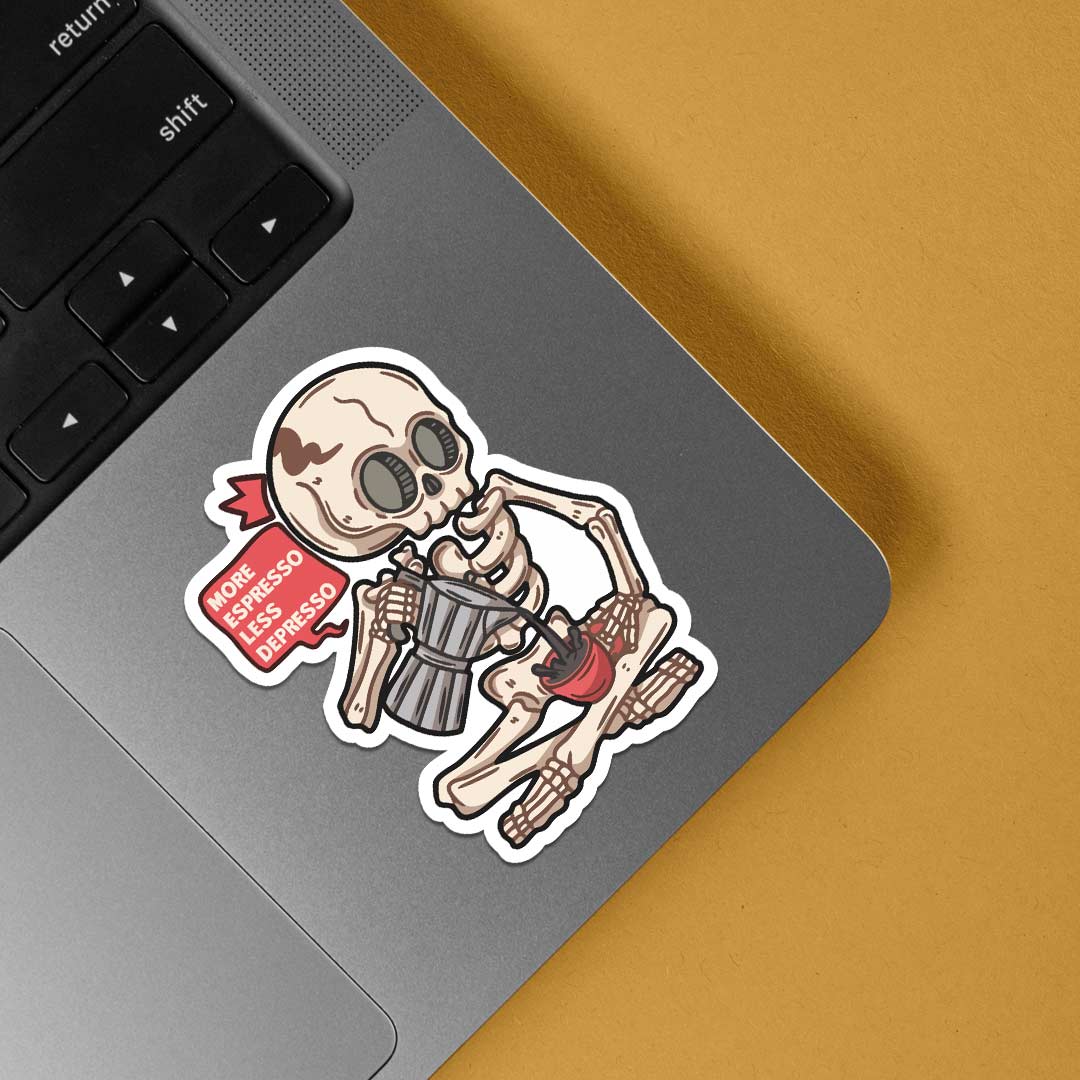 More Espresso Less Depresso Witty Stickers