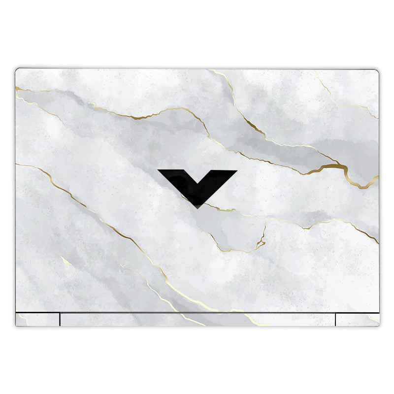 Grey Golden Marble HP Victus Laptop Skin - Main Image