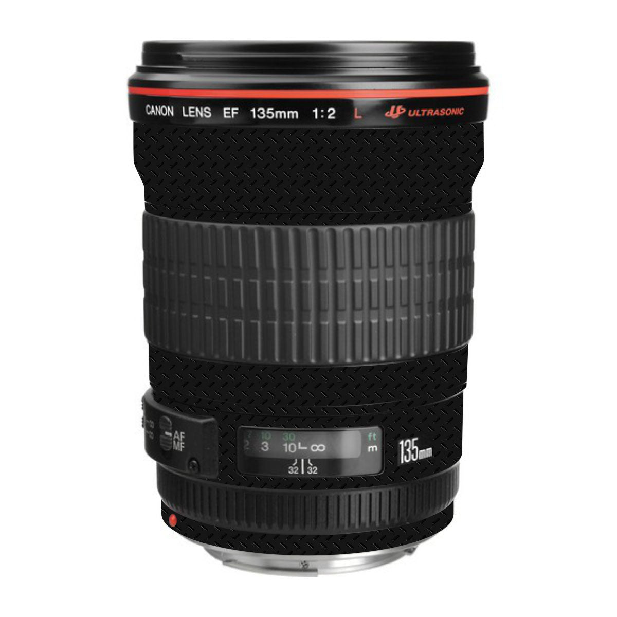 Textured Black Iron Plate Canon EF 135mm F/2L USM Camera Lens Skin
