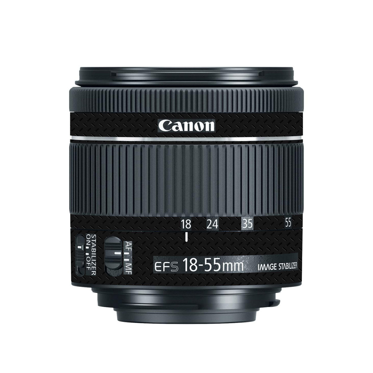 Textured Black Iron Plate Canon EF-S 18-55mm F/4-5.6 IS STM Camera Lens Skin