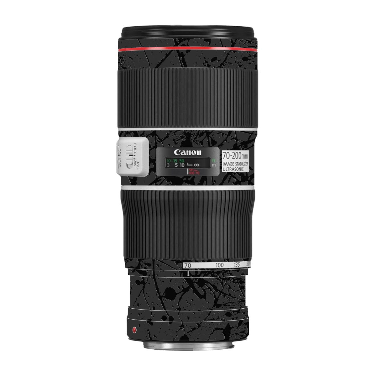 Textured Black Splash Canon EF 70-200 F/4L IS II USM Camera Lens Skin