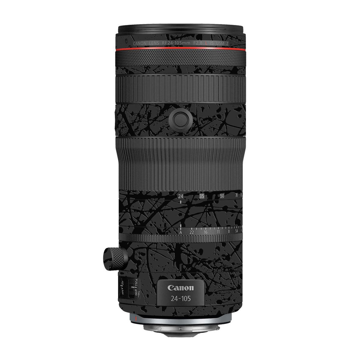 Textured Black Splash Canon RF 24–50mm f/4.5–6.3 IS STM Camera Lens Skin
