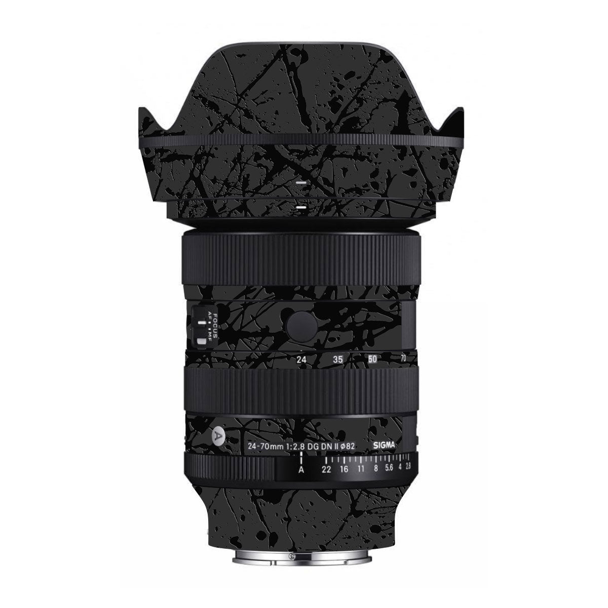 Textured Black Splash Sigma 24-70mm F/2.8 DG DN Sony E Camera Lens Skin