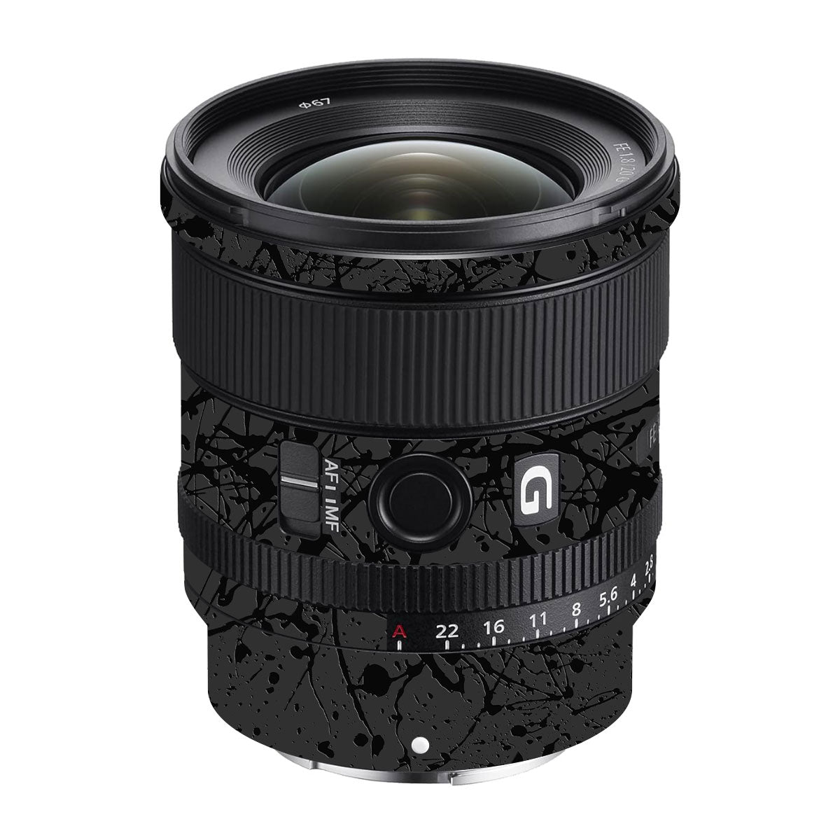 Textured Black Splash Sony FE 20mm F/1.8 G Camera Lens Skin