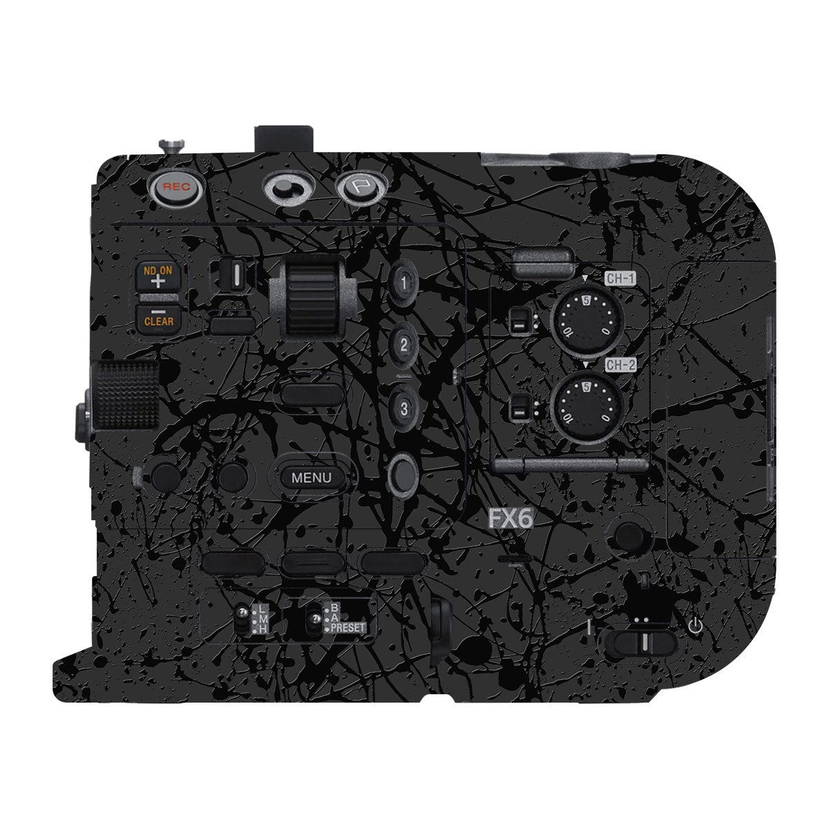 Textured Black Splash Sony FX6 Camera Skin