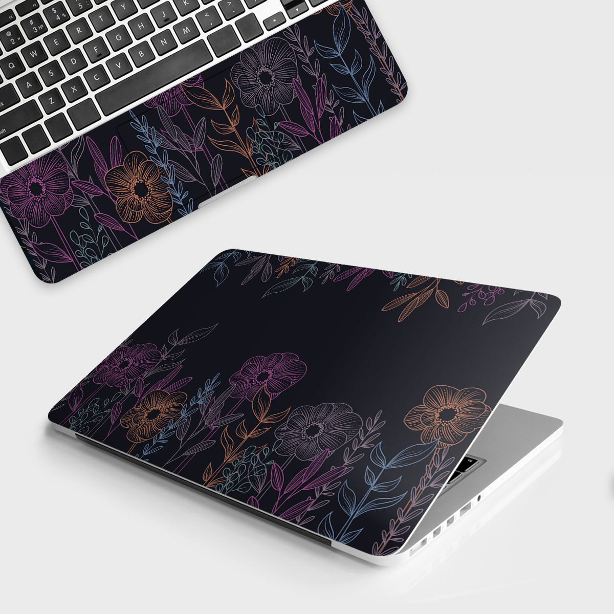 Fomo Store Laptop Skins Botanical Colorful Outline Florals