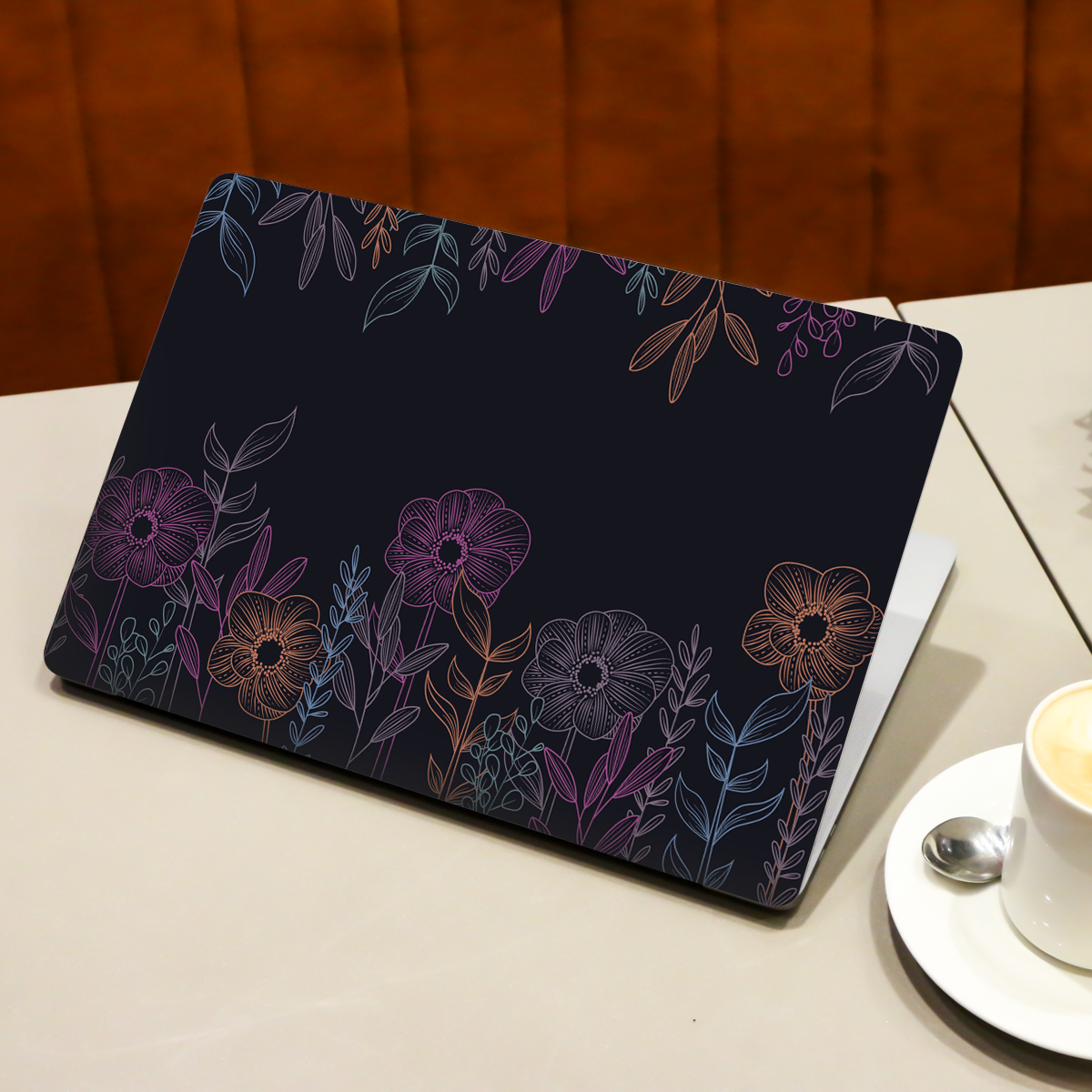 Colorful Outline Florals Botanical Laptop Skin