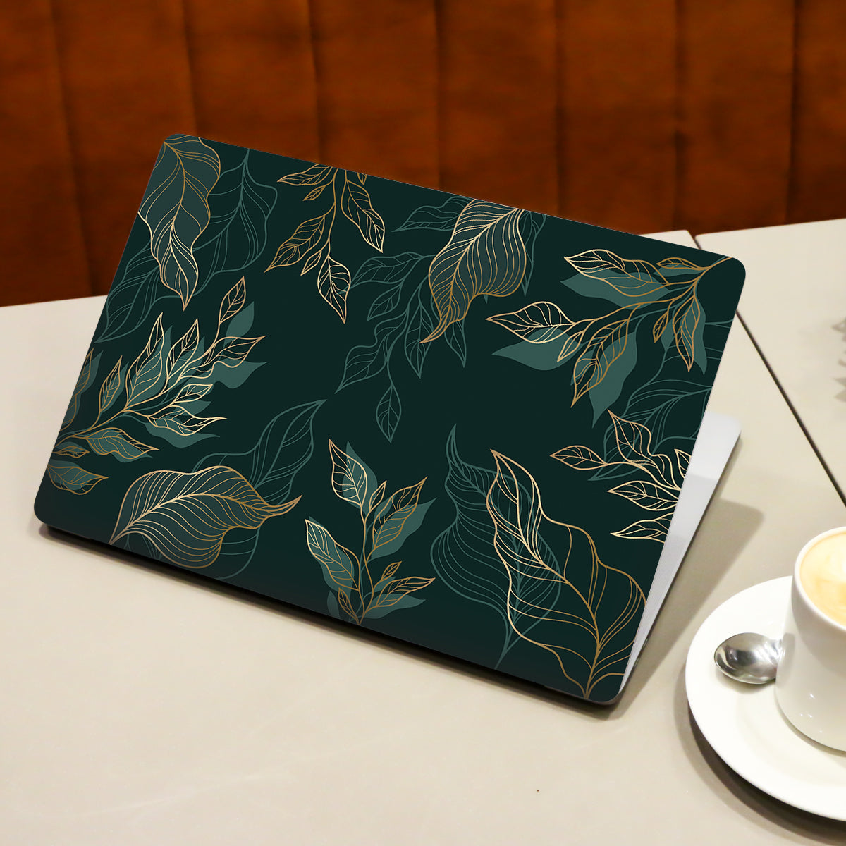 Golden Green Florals Botanical Laptop Skin