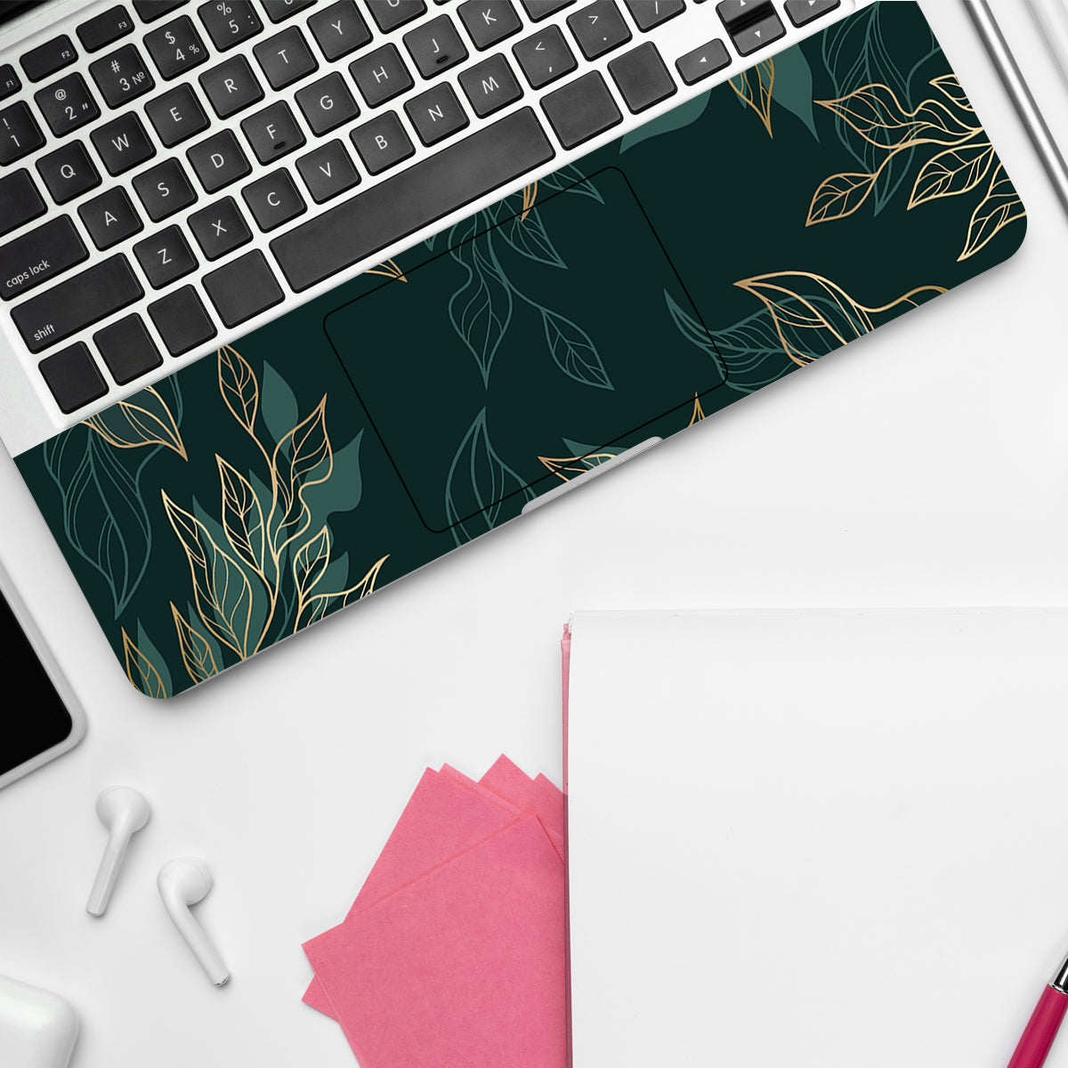 Golden Green Florals Botanical Laptop Skin
