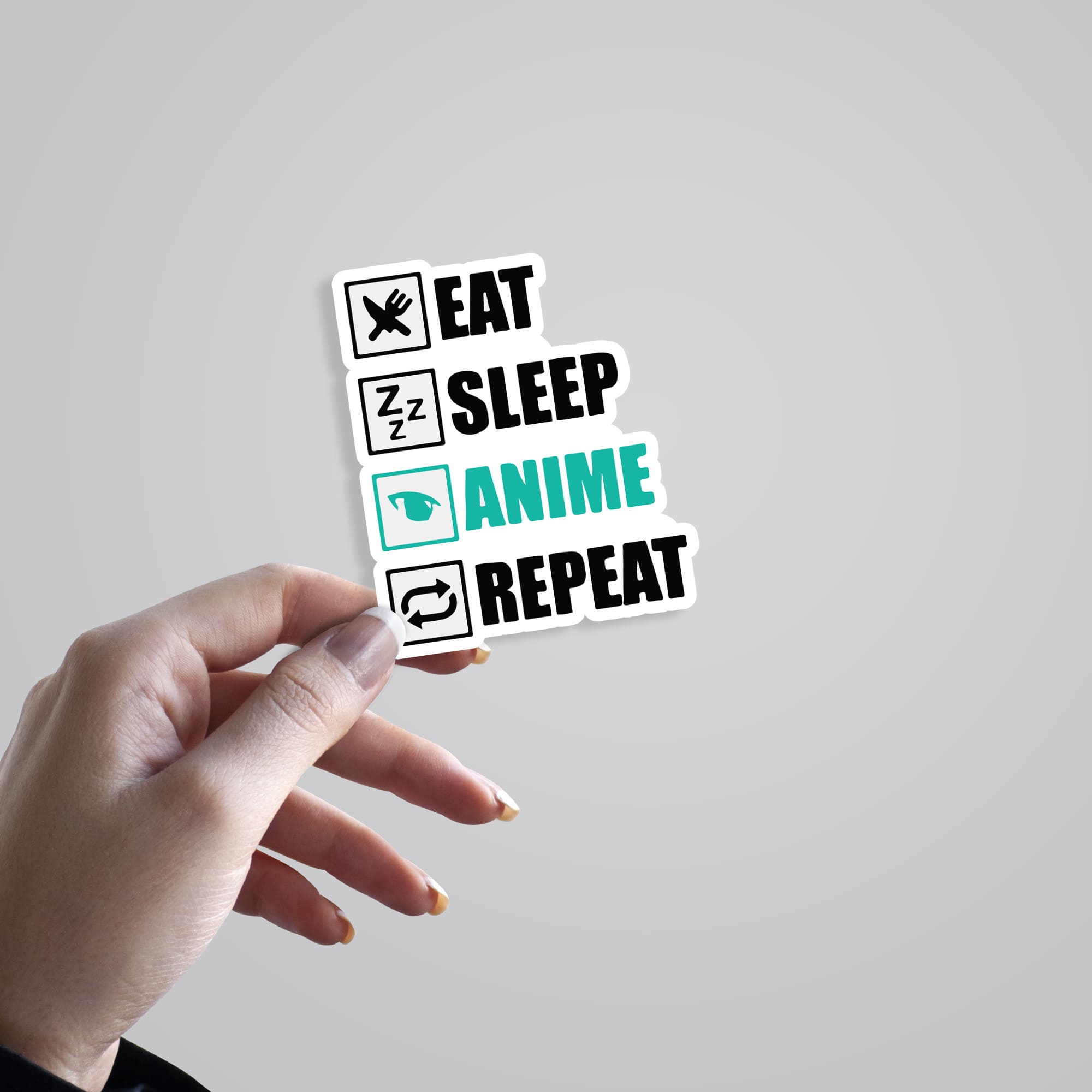 Eat, Sleep, Anime & Repeat Anime Stickers
