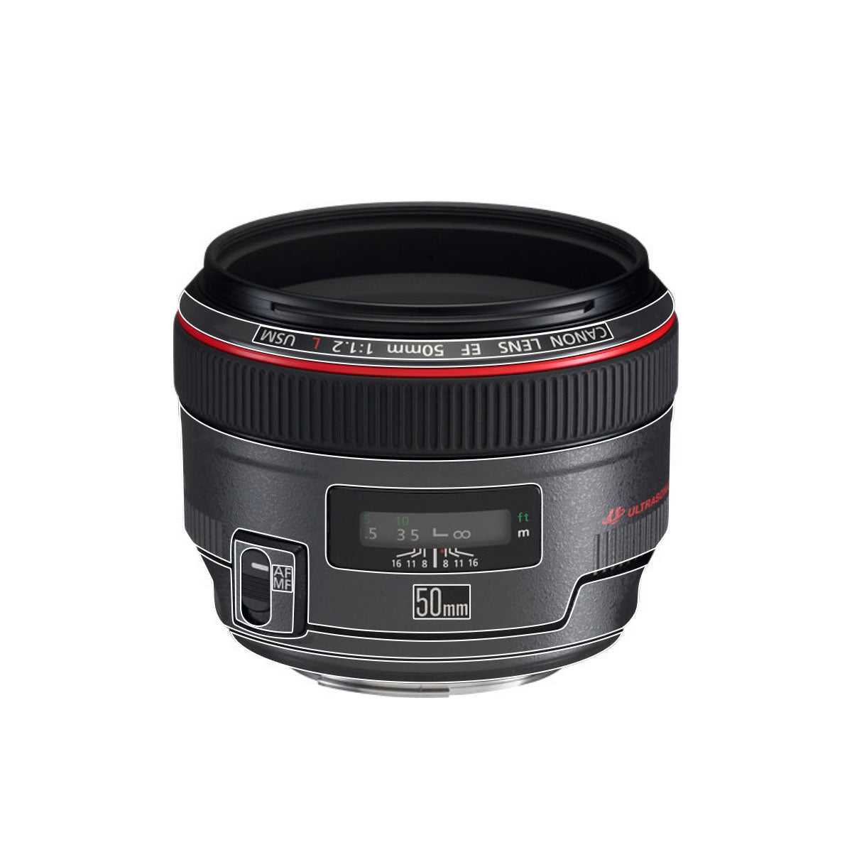 Transparent Canon EF 50mm F/1.2 L USM Camera Lens Skin
