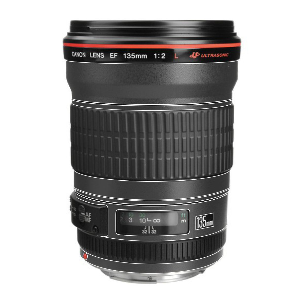 Transparent Canon EF 135mm F/2L USM Camera Lens Skin