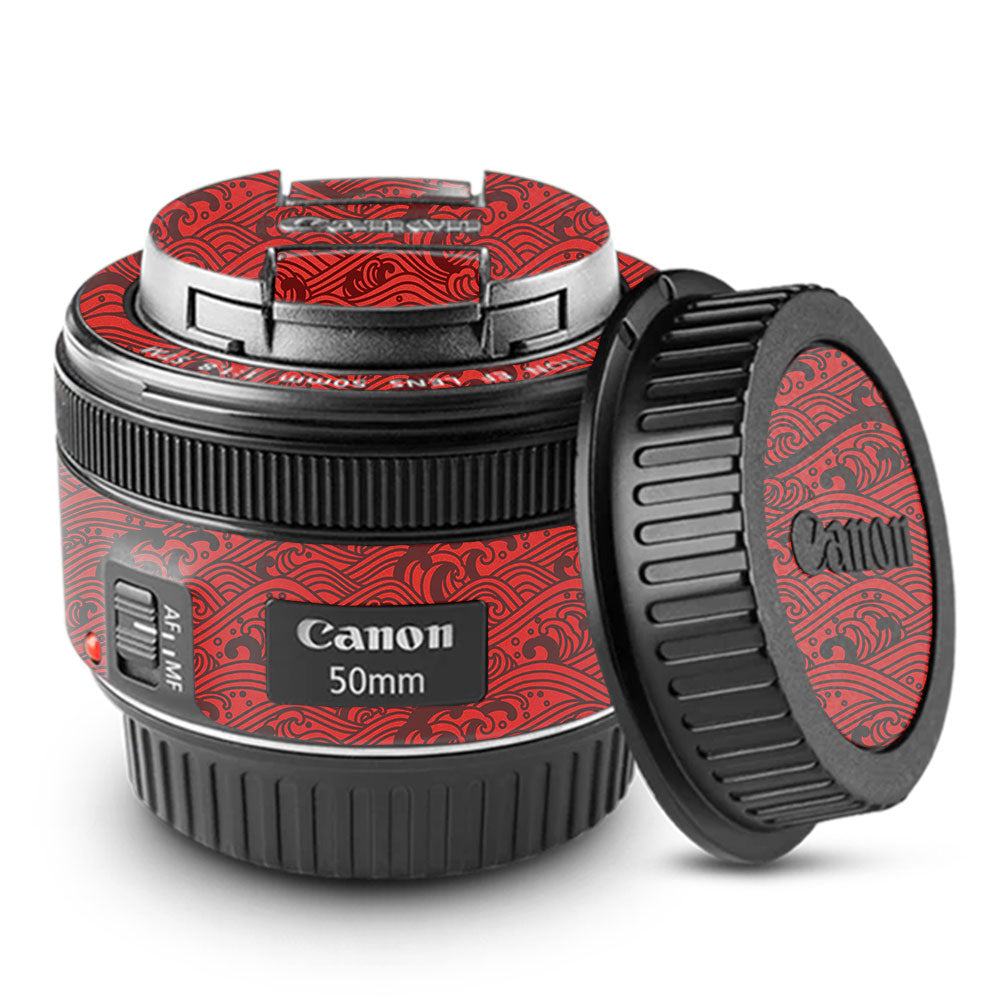 Textured Crimson Wave Canon EF 50mm f/1.8 STM Camera Lens Skin