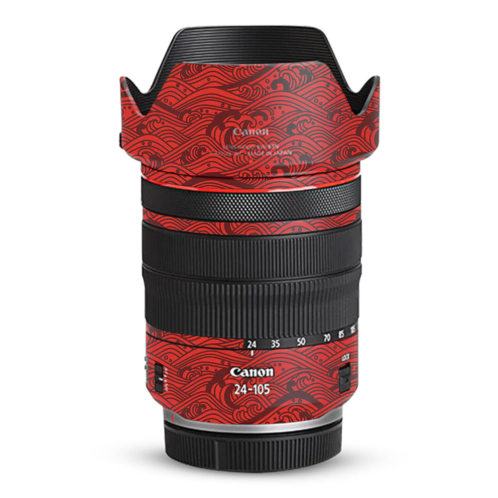 Textured Crimson Wave Canon RF 24–105mm f/4L IS USM Camera Lens Skin