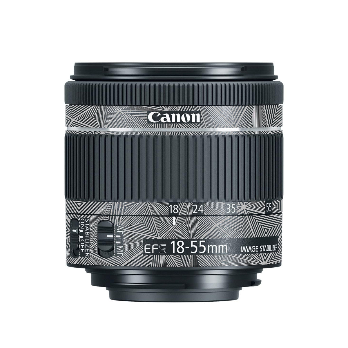 Textured Dark Prism Geometric Canon EF-S 18-55mm F/4-5.6 IS STM Camera Lens Skin