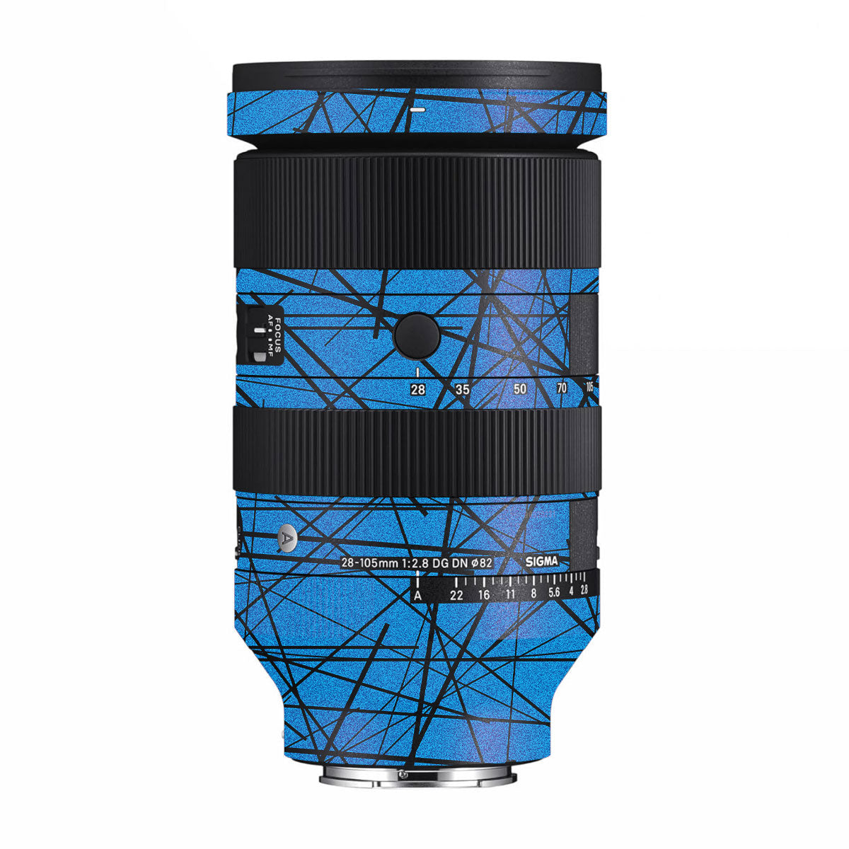Textured Electric Blue Chaos Sigma 28-105mm F/2.8 DG DN Sony E Camera Lens Skin