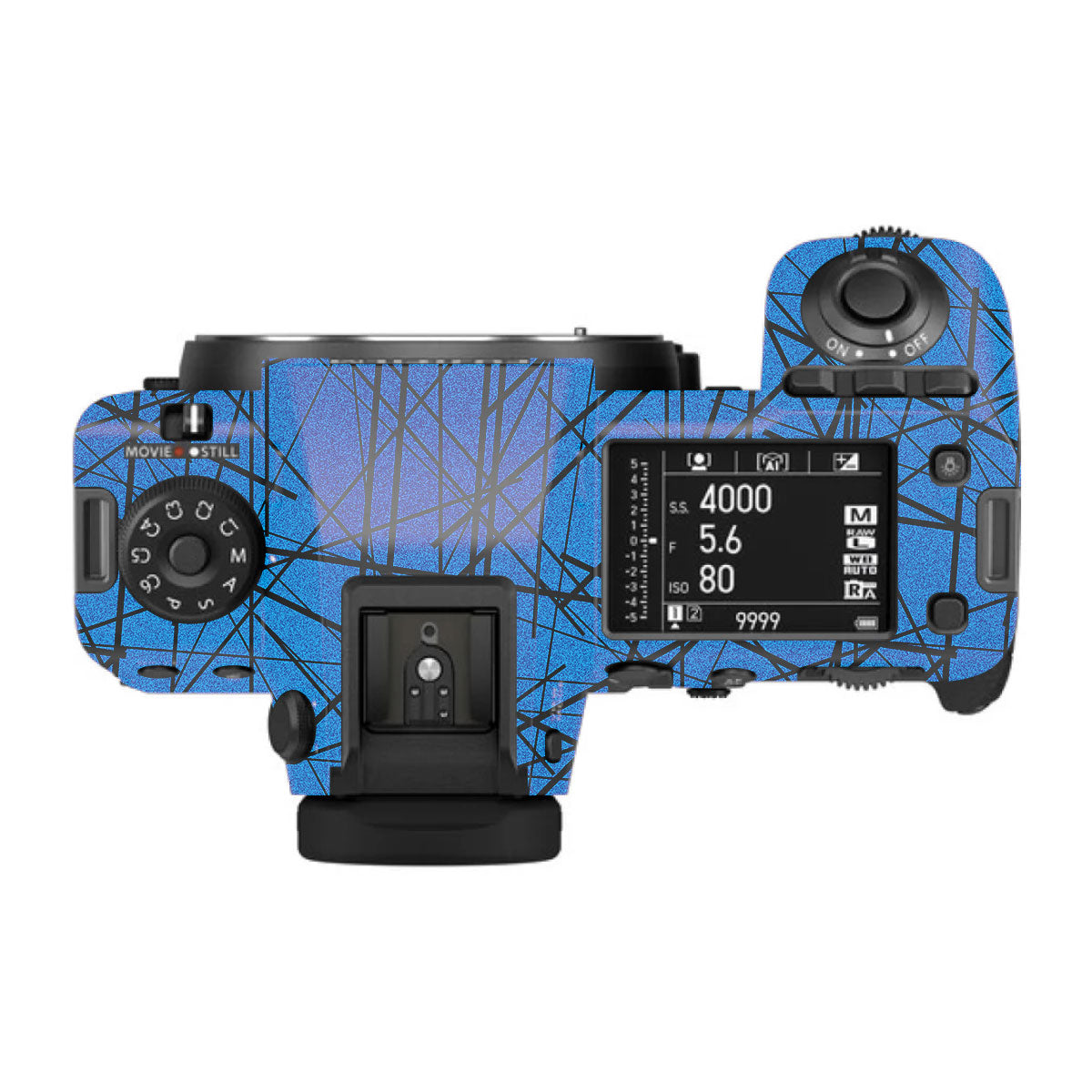 Textured Electric Blue Chaos FujiFilm GFX 100S II Camera Skin