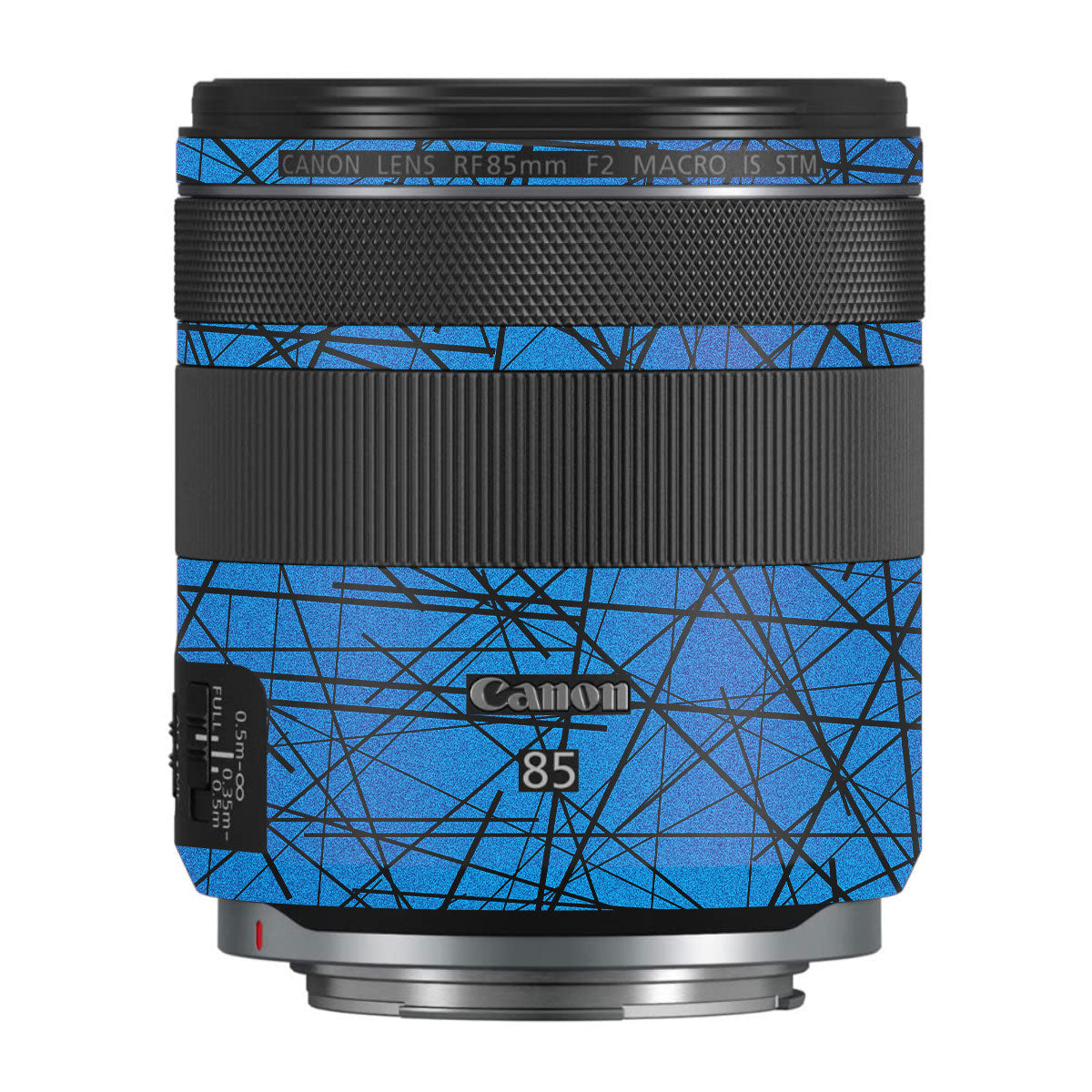 Textured Electric Blue Chaos Canon RF 85mm F/2 Macro IS STM Camera Lens Skin