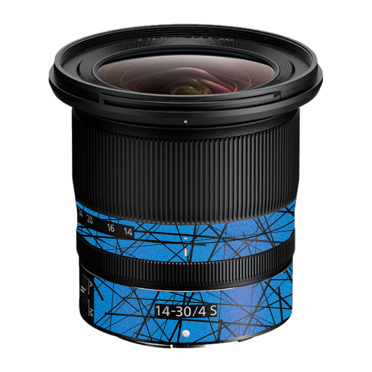 Textured Electric Blue Chaos Nikon Nikkor Z 14-30mm F/4 S Camera Lens Skin