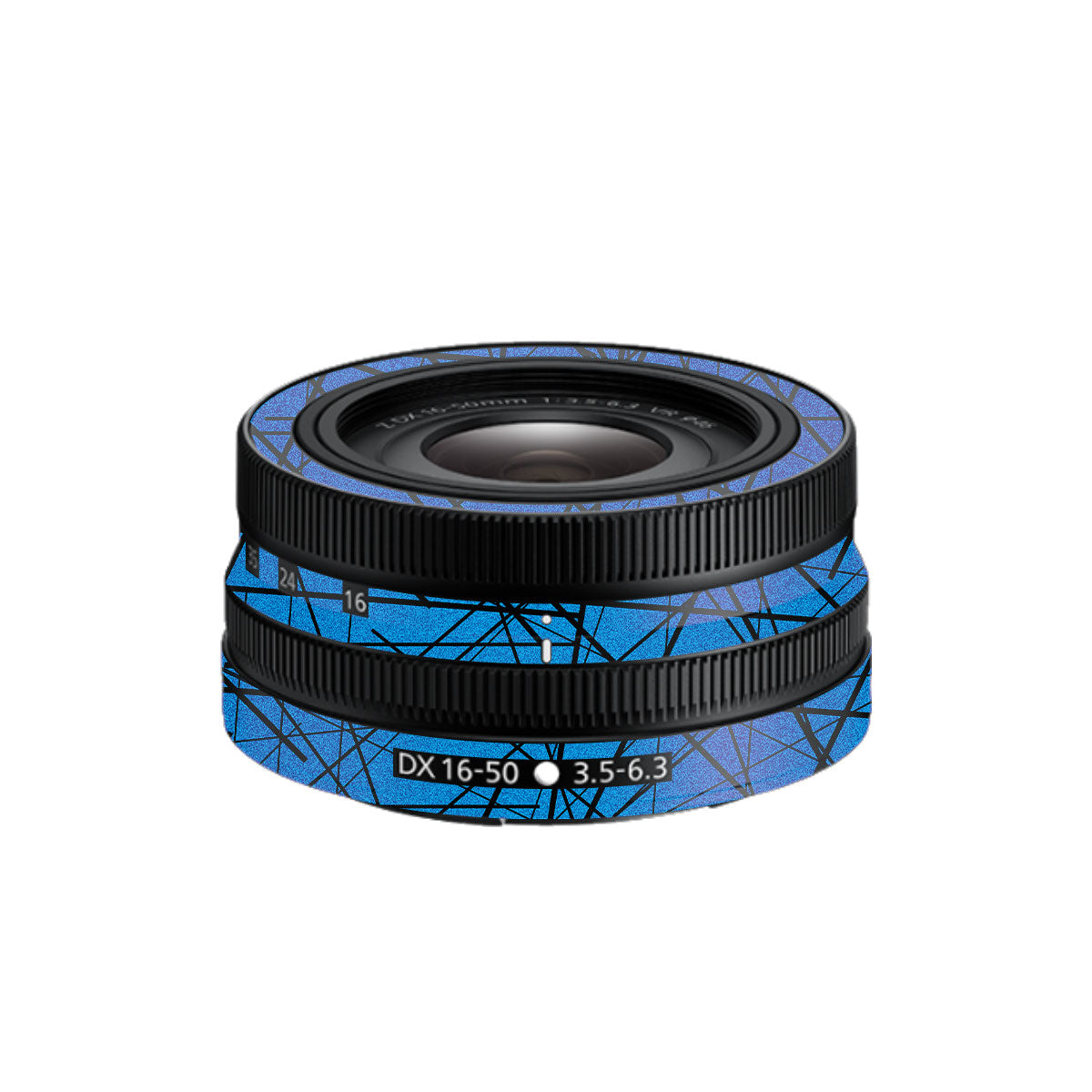 Textured Electric Blue Chaos Nikon Nikkor Z DX 16-50mm F/3.5-6.3 VR Camera Lens Skin