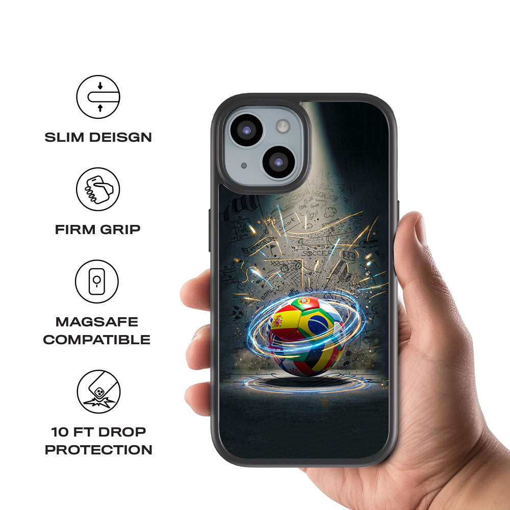 World Football Nations Sports 3D Skin with Shockguard Armour Magsafe Case for Apple iPhone 15