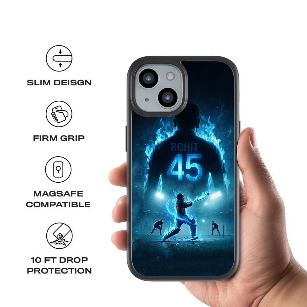 Rohit Sharma Hitman 45 Sports 3D Skin with Shockguard Armour Magsafe Case for Apple iPhone 15 Plus