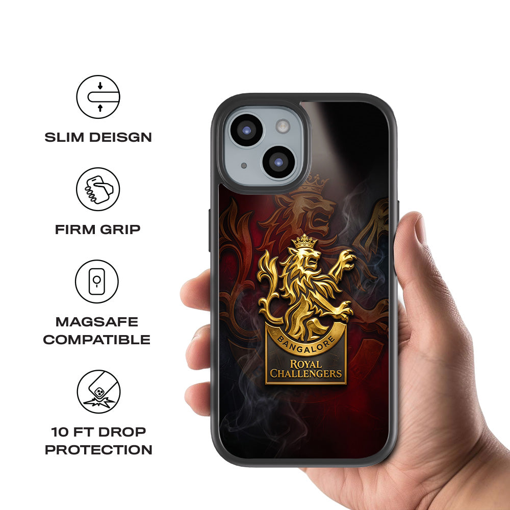 Royal Challengers Bangalore Golden Lion IPL Sports 3D Skin with Shockguard Armour Magsafe Case for Apple iPhone 15