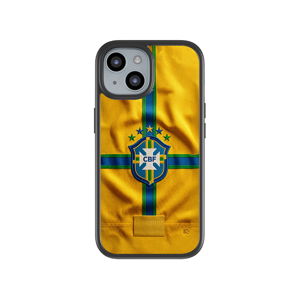 Brazil Football Crest Sports 3D Skin with Shockguard Armour Magsafe Case for Apple iPhone 15 Plus