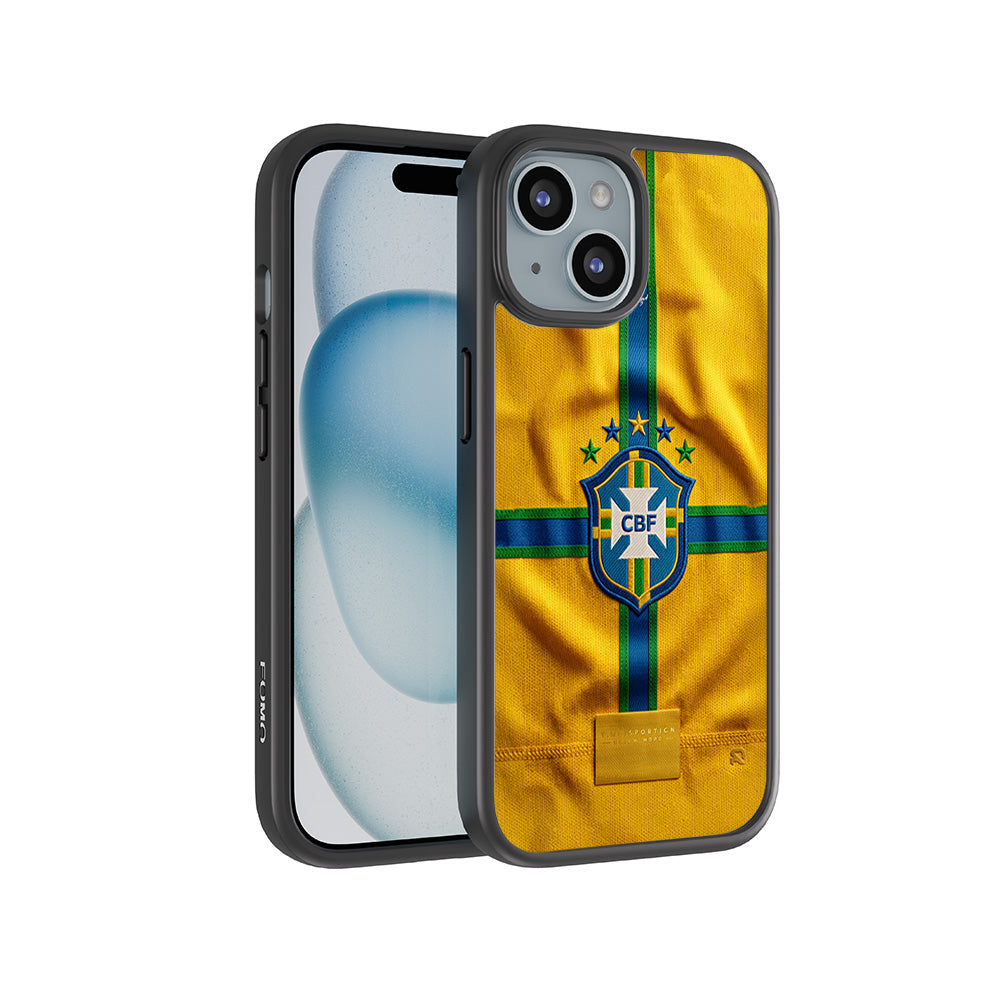 Brazil Football Crest Sports 3D Skin with Shockguard Armour Magsafe Case for Apple iPhone 15 Plus