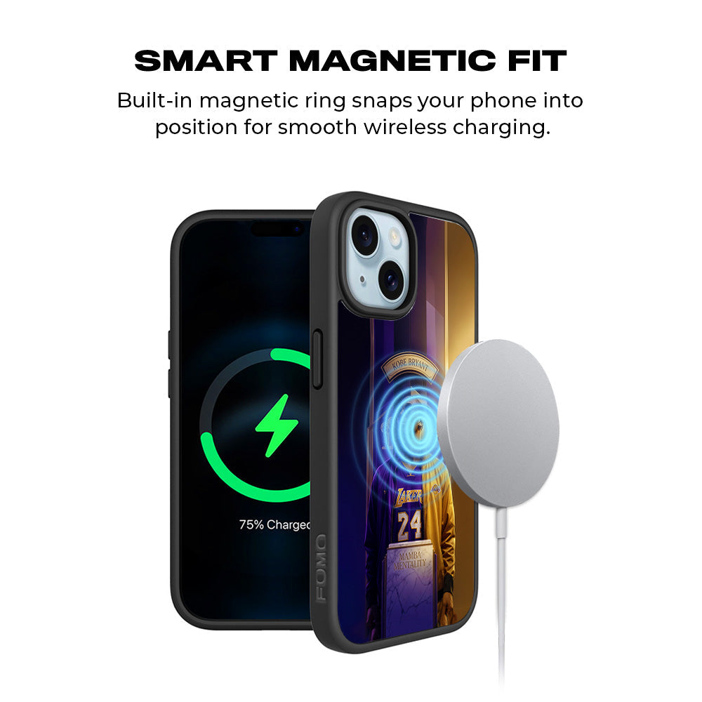 Kobe Bryant Mamba Mentality Sports 3D Skin with Shockguard Armour Magsafe Case for Apple iPhone 15