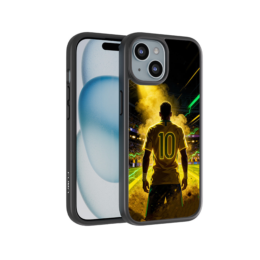 Brazil Number 10 Football Sports 3D Skin with Shockguard Armour Magsafe Case for Apple iPhone 15 Plus