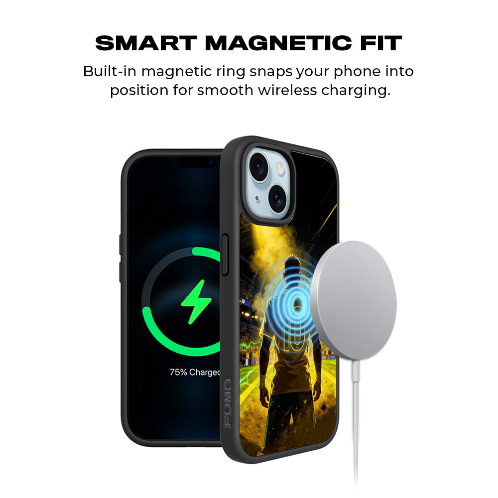 Brazil Number 10 Football Sports 3D Skin with Shockguard Armour Magsafe Case for Apple iPhone 15 Plus
