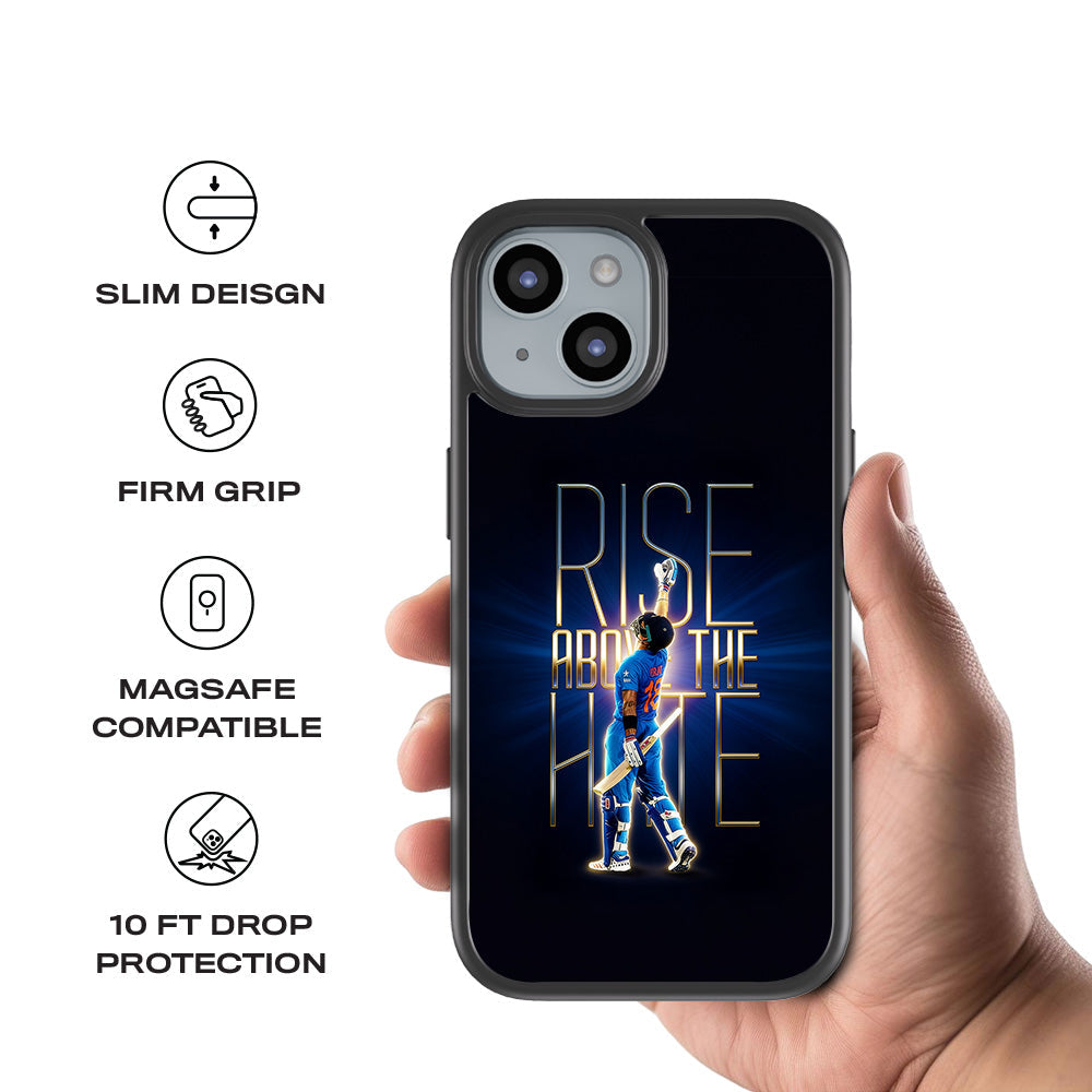 Rise Above The Hate Cricket Sports 3D Skin with Shockguard Armour Magsafe Case for Apple iPhone 15 Plus