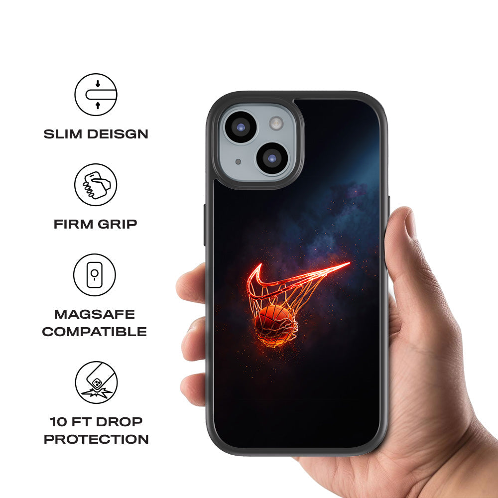 Basketball Nike Fire Sports 3D Skin with Shockguard Armour Magsafe Case for Apple iPhone 15 Plus