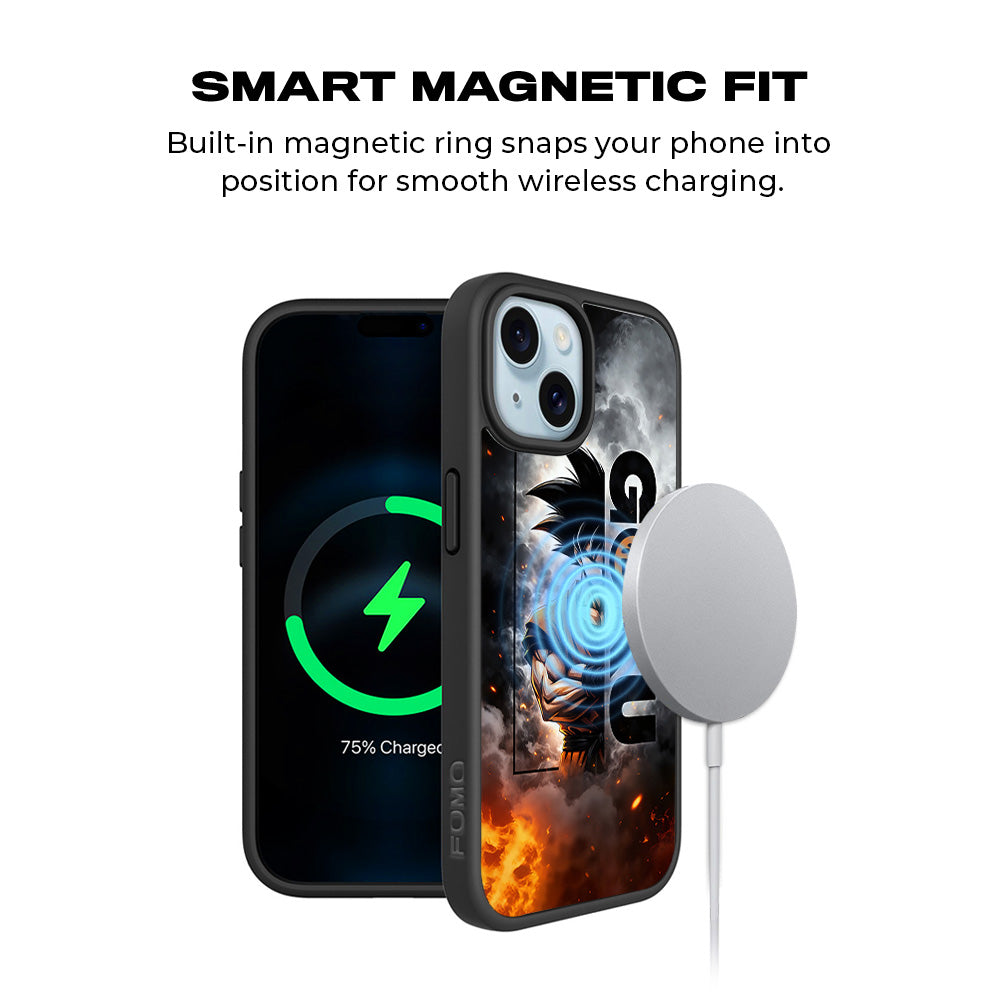 Goku Power Mode Anime 3D Skin with Shockguard Armour Magsafe Case for Apple iPhone 15