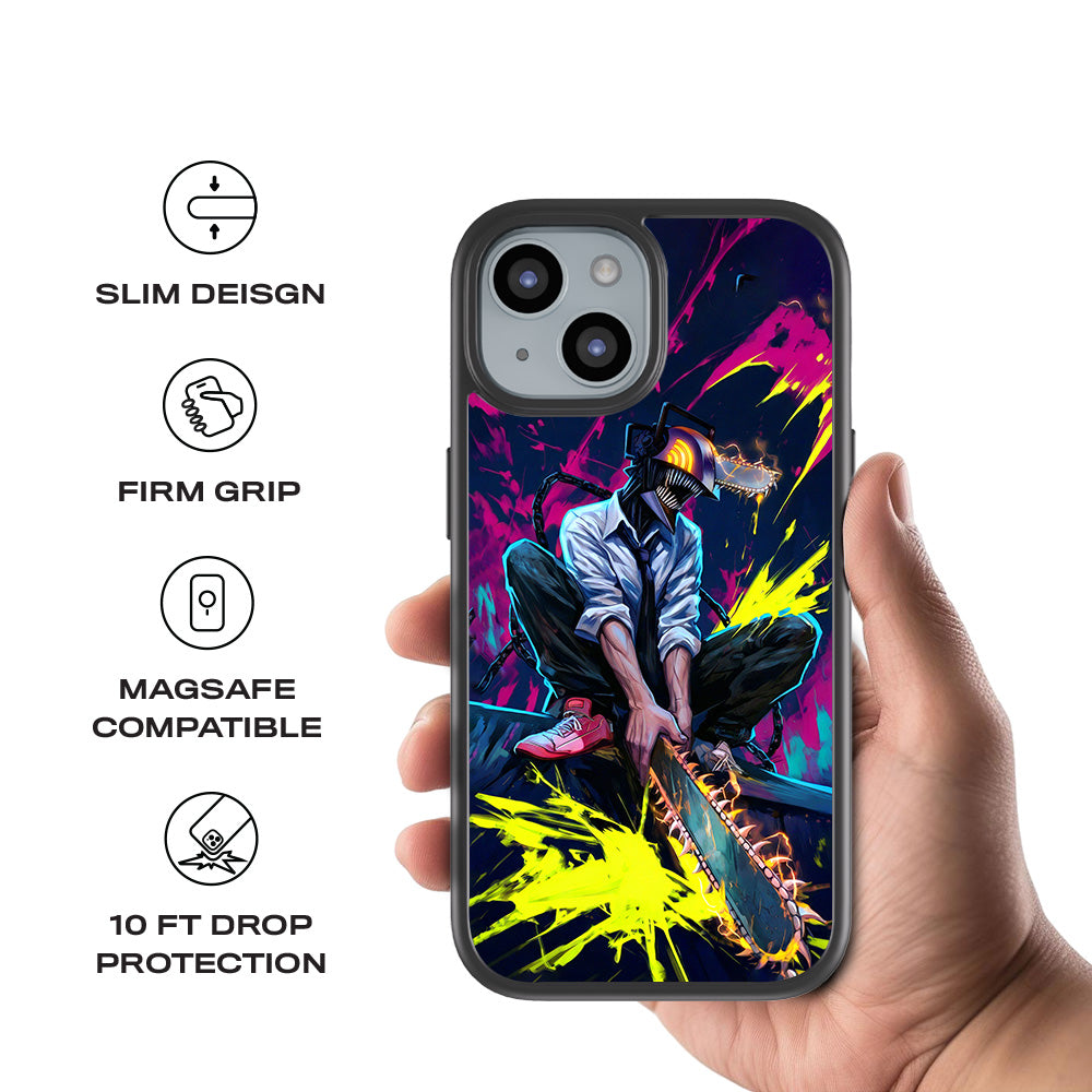 Chainsaw Man Denji 3D Skin with Shockguard Armour Magsafe Case for Apple iPhone 15 Plus