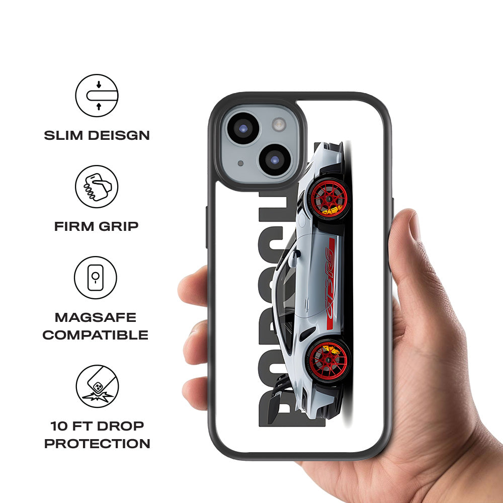 Porsche 911 GT3 3D Skin with Shockguard Armour Magsafe Case for Apple iPhone 15 Plus