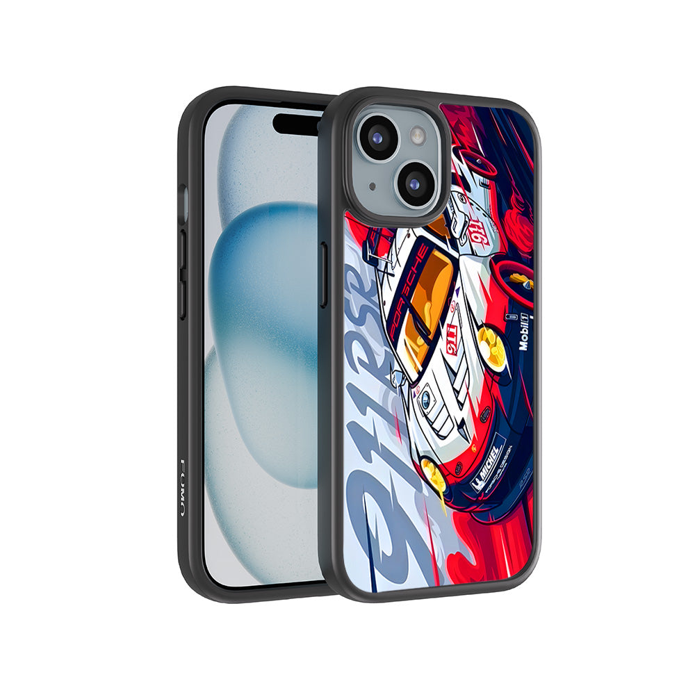 Porsche 911 RSR 3D Skin with Shockguard Armour Magsafe Case for Apple iPhone 15 Plus