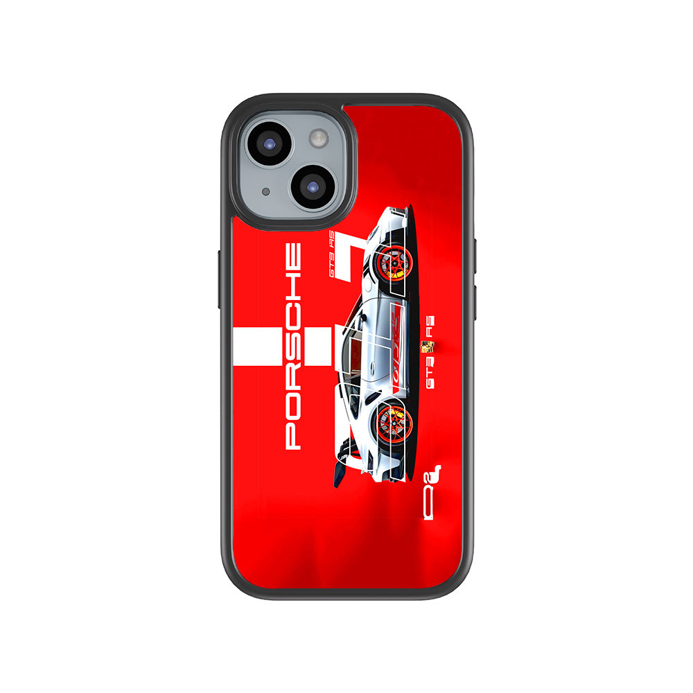 Porsche GT3 Silver Blaze 3D Skin with Shockguard Armour Magsafe Case for Apple iPhone 15 Plus