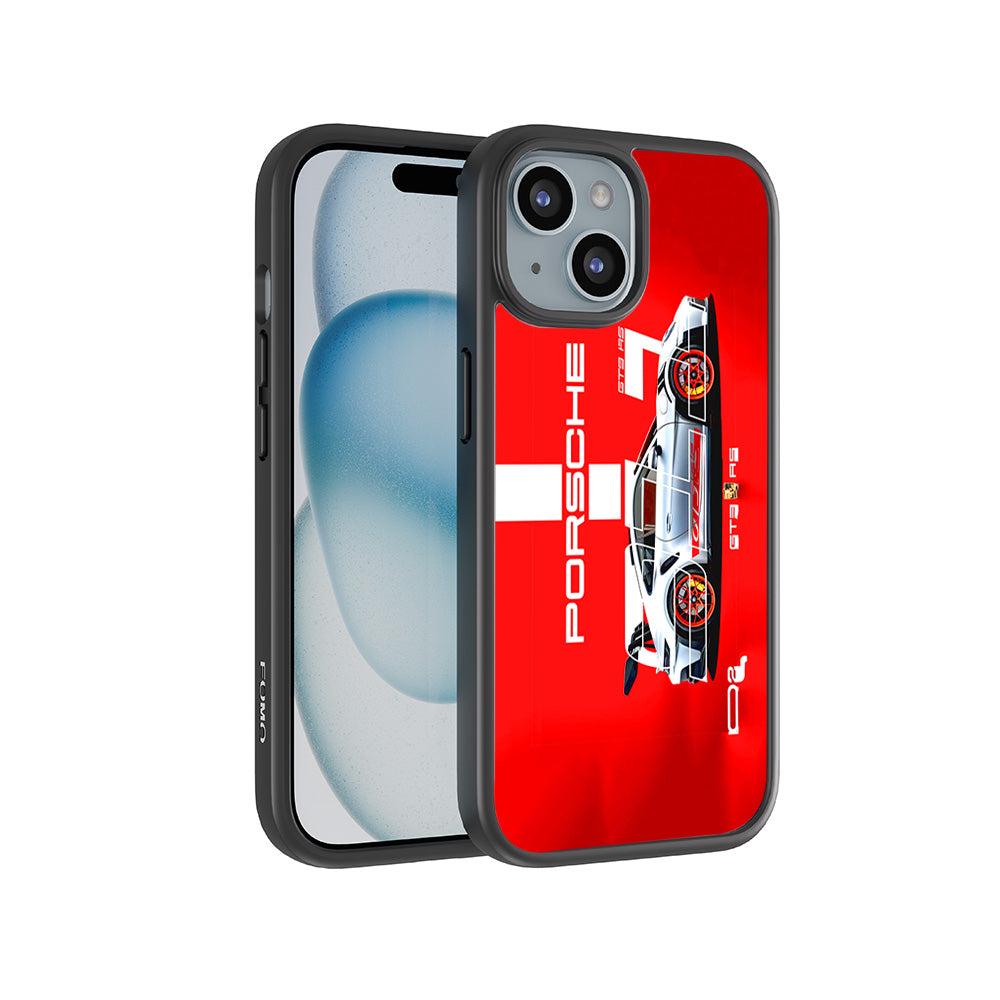 Porsche GT3 Silver Blaze 3D Skin with Shockguard Armour Magsafe Case for Apple iPhone 15 Plus