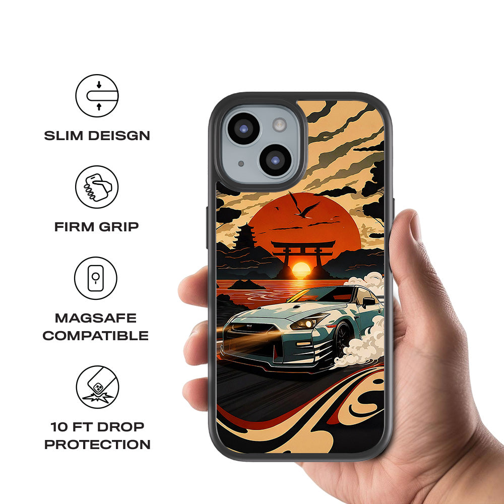 JDM Nissan GTR 3D Skin with Shockguard Armour Magsafe Case for Apple iPhone 15 Plus