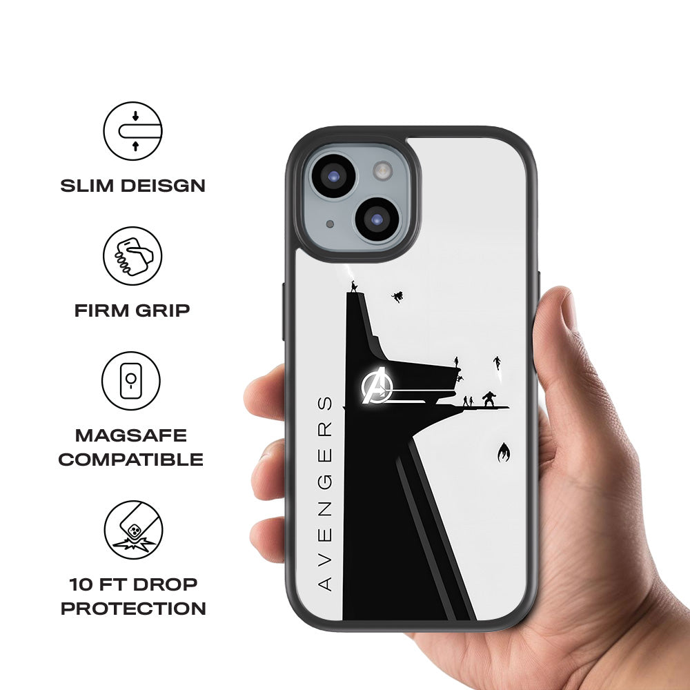Avengers In Action 3D Skin with Shockguard Armour Magsafe Case for Apple iPhone 15 Plus