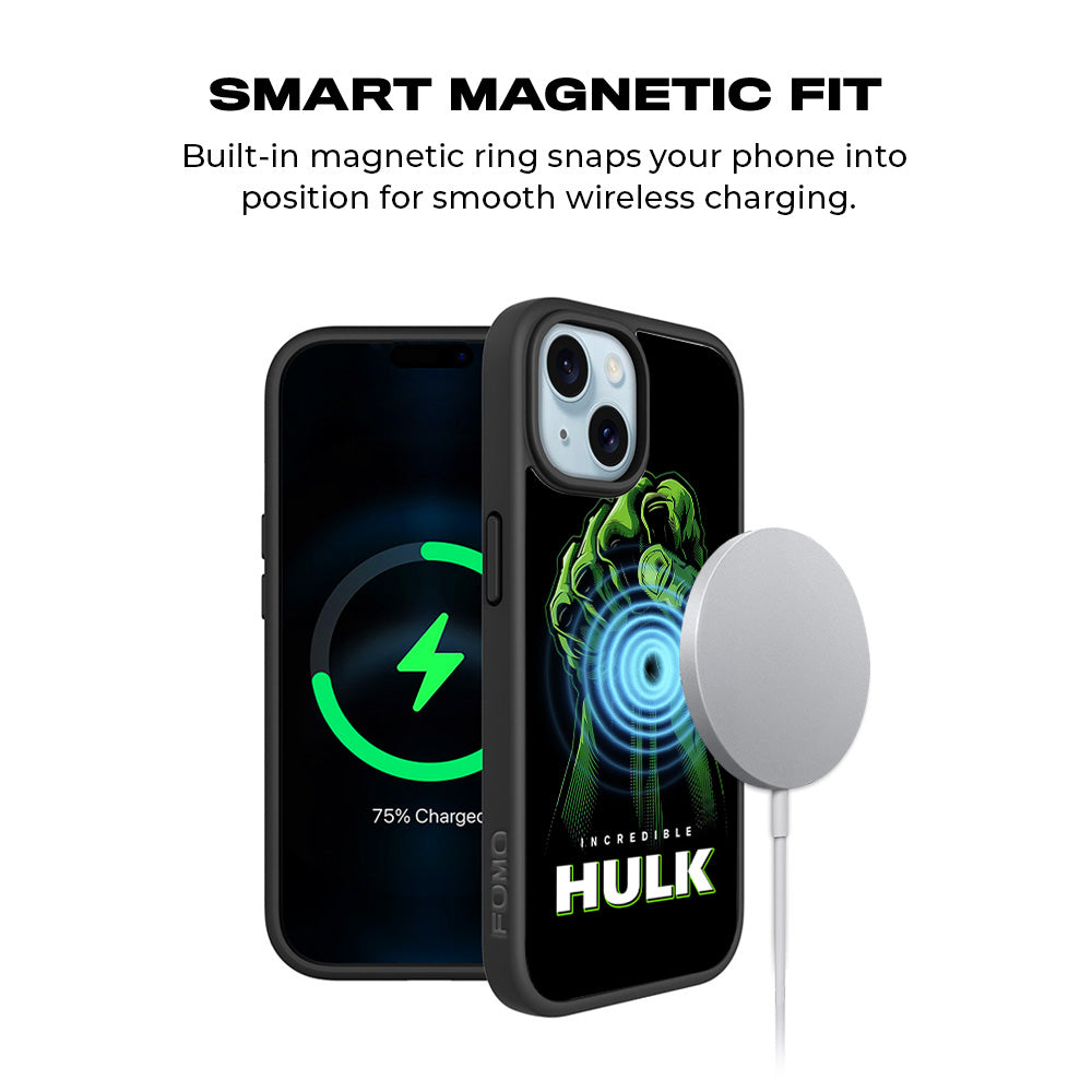 Incredible Hulk Fist Comic 3D Skin with Shockguard Armour Magsafe Case for Apple iPhone 15