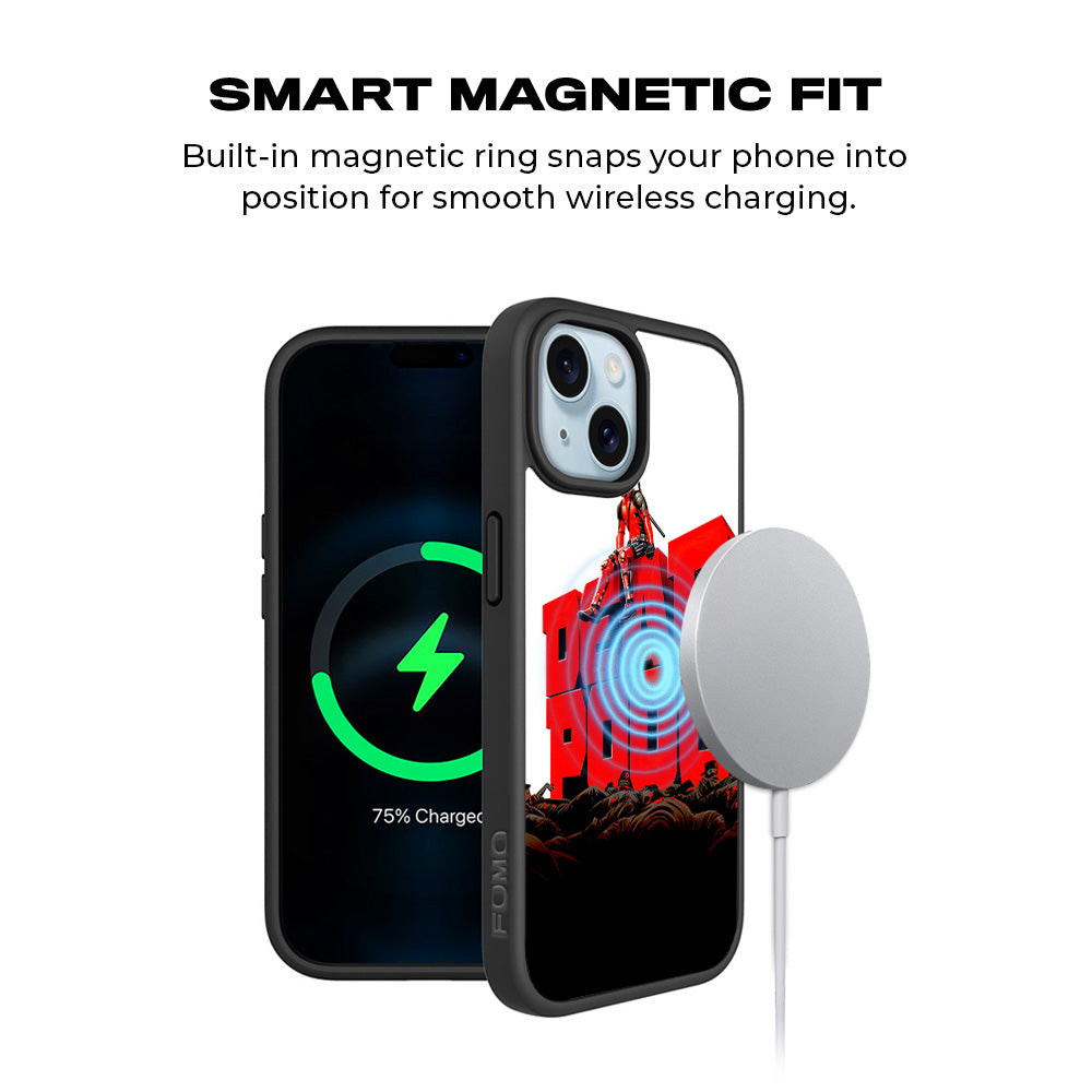 Deadpool on Top of Mayhem Comics 3D Skin with Shockguard Armour Magsafe Case for Apple iPhone 15 Plus