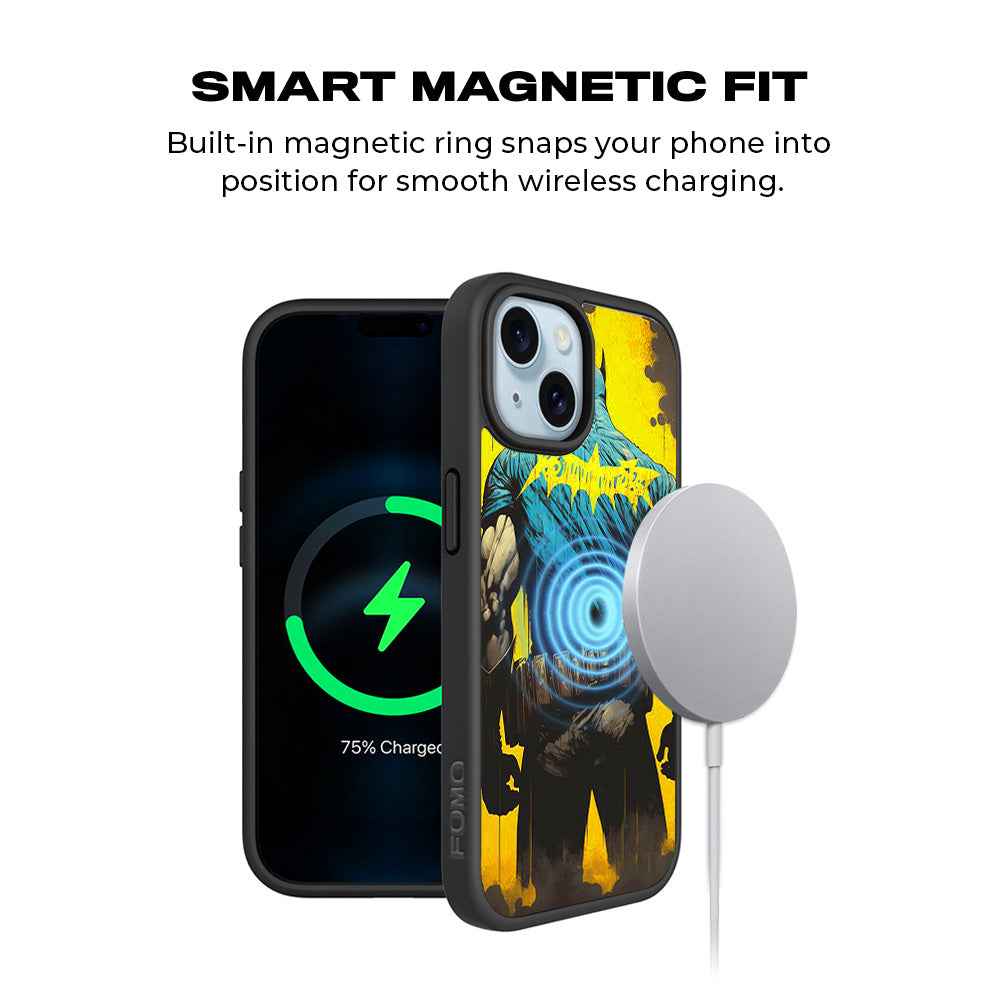 Batman Painted in Shadows Comics 3D Skin with Shockguard Armour Magsafe Case for Apple iPhone 15