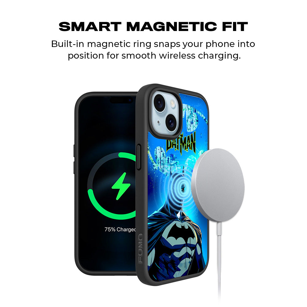 Batman Dark Knight Bright Style Comics 3D Skin with Shockguard Armour Magsafe Case for Apple iPhone 15