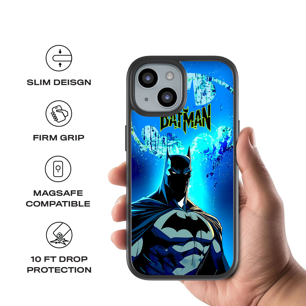 Batman Dark Knight Bright Style Comics 3D Skin with Shockguard Armour Magsafe Case for Apple iPhone 15