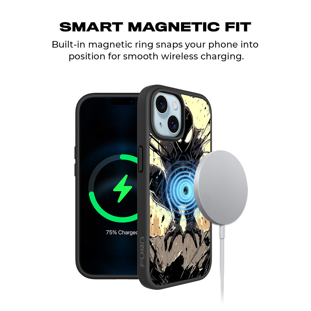 The Venomous Shadow in Black Silence Comics 3D Skin with Shockguard Armour Magsafe Case for Apple iPhone 15