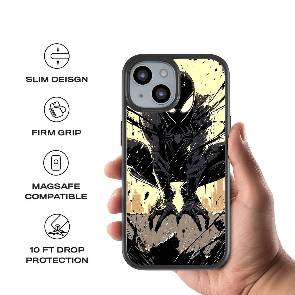 The Venomous Shadow in Black Silence Comics 3D Skin with Shockguard Armour Magsafe Case for Apple iPhone 15
